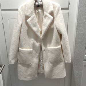 French Connection Women's Faux Shearling Teddy Lapel Midi Coat